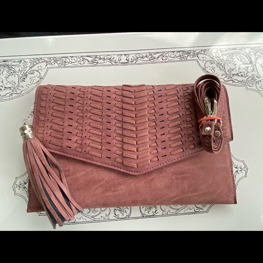NWOT Crossbody/clutch bag with tassel and strap